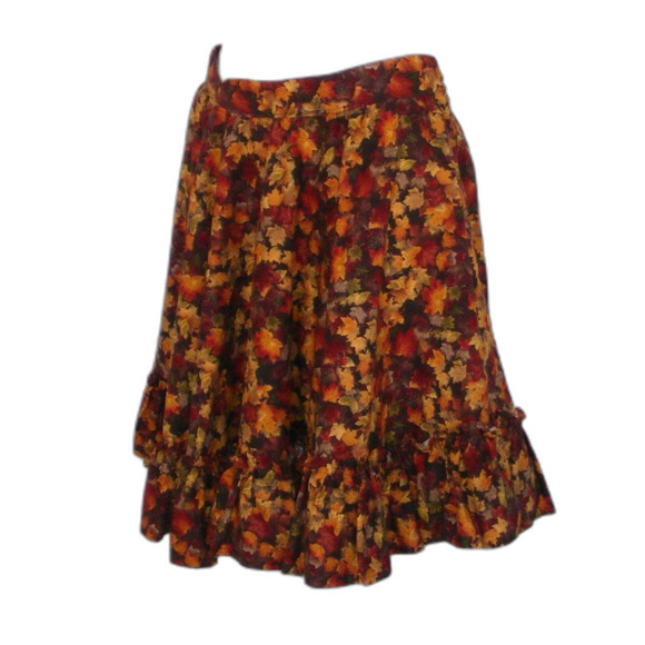 Leaf Skirt, L, A-Line, Ruffle Hem, HANDMADE, Elastic waist back, Knee length - Picture 3 of 10